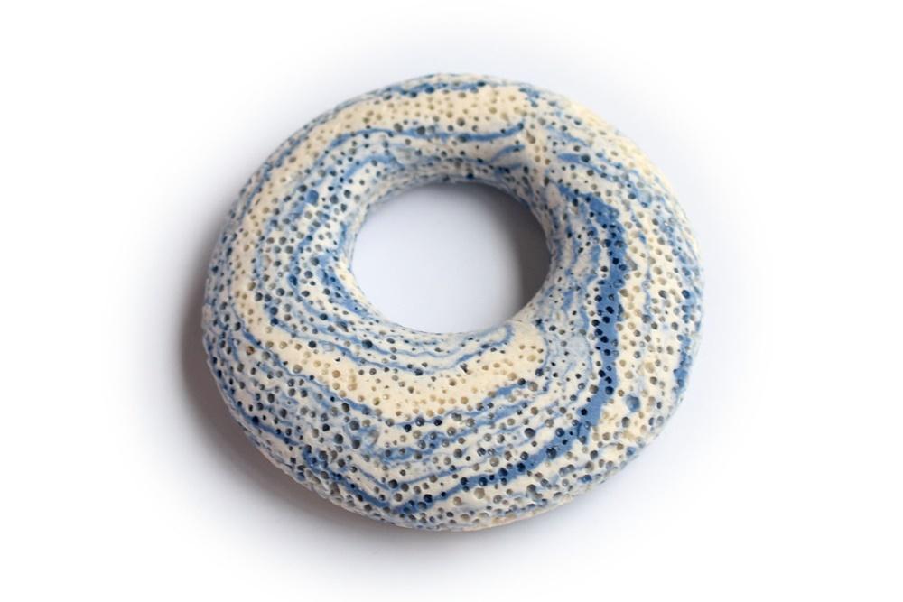 4PCS 50mm beige blue Lava Donut Gemstone pendant