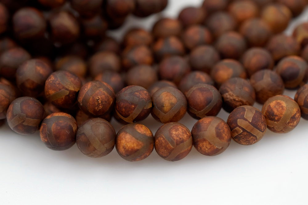 14.5" Antique Brown Bulk tibetan Dzi agate round beads 8mm/10mm/12mm