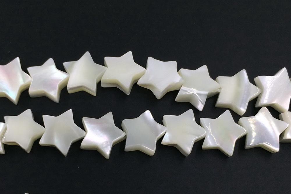 15.5" 8mm/10mm Natural white MOP star shape,mother of pearl,white color shell