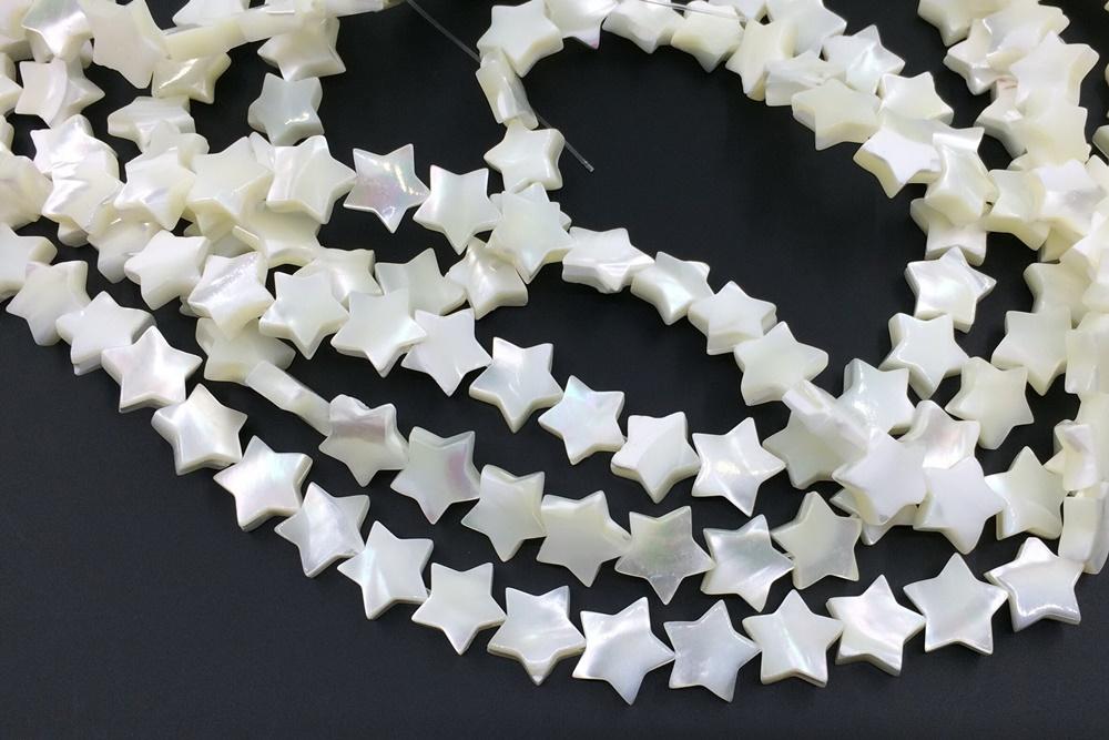 15.5" 8mm/10mm Natural white MOP star shape,mother of pearl,white color shell