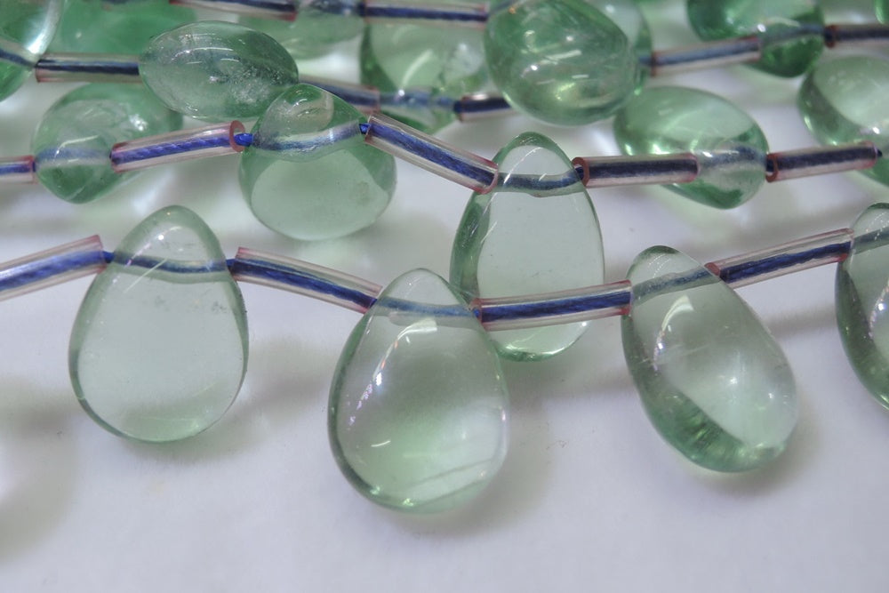 15.5"10x14mm Natural green fluorite tear drop, green color DIY beads, green tear drop beads, side hole