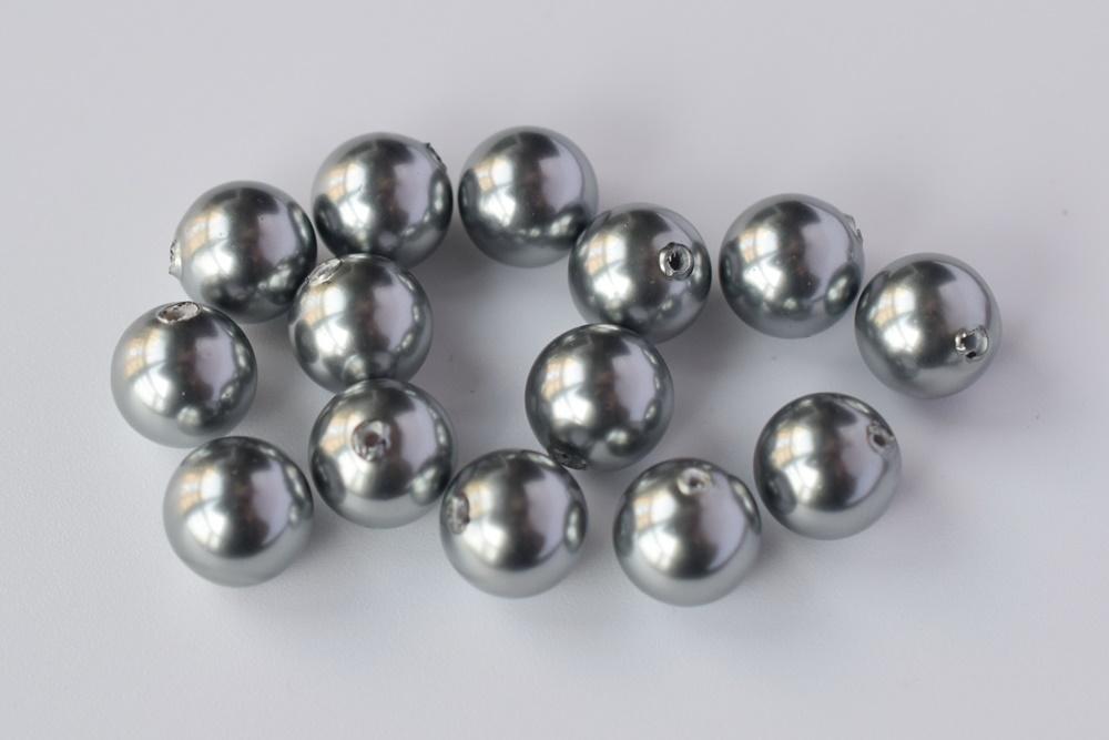 20PCS Half hole 8mm/10mm Luster silver grey Shell pearl round beads ,shell core pearl,TYH10
