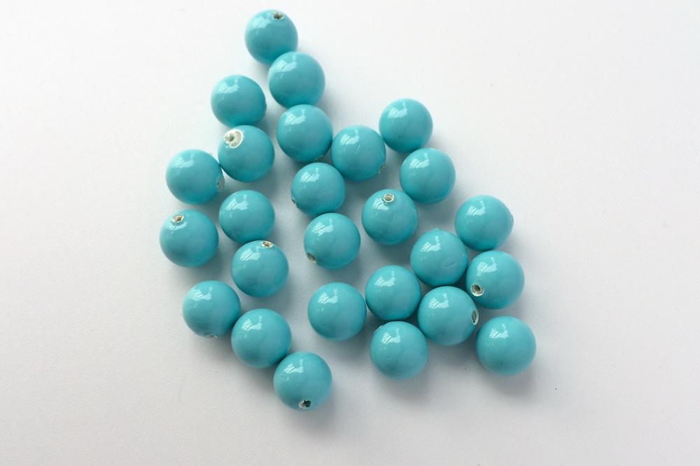 20PCS Half hole 8mm/10mm Light blue Shell pearl round beads ,shell core pearl,TYH12