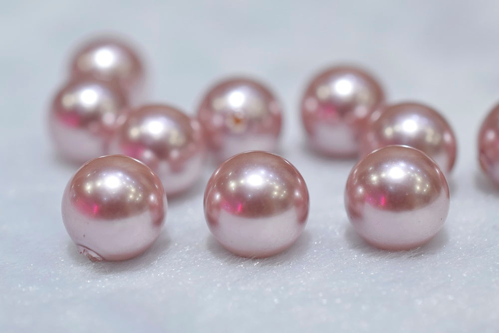 20PCS Half hole 8mm/10mm Luster light purple Shell pearl round beads ,shell core pearl, TYH7