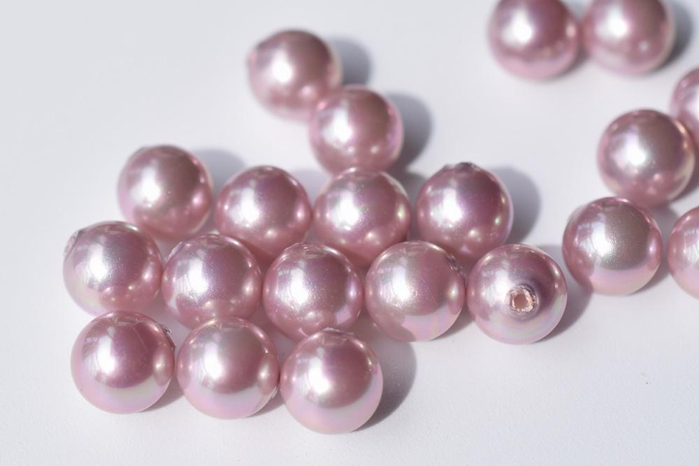 20PCS Half hole 8mm/10mm Luster light purple Shell pearl round beads ,shell core pearl, TYH7