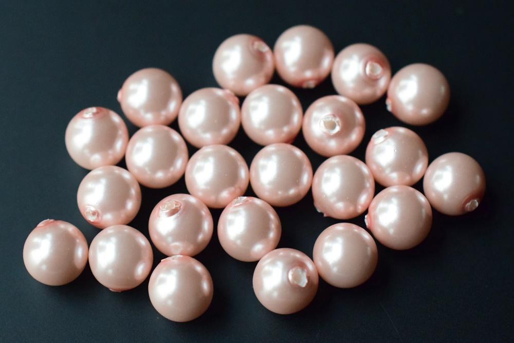 20PCS Half hole 8mm/10mm Luster pink Shell pearl round beads ,shell core pearl,TYH9