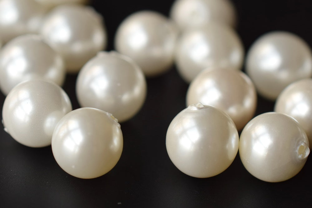 20PCS Half hole 8mm/10mm Cream white Shell pearl round beads ,shell core pearl,TYH2