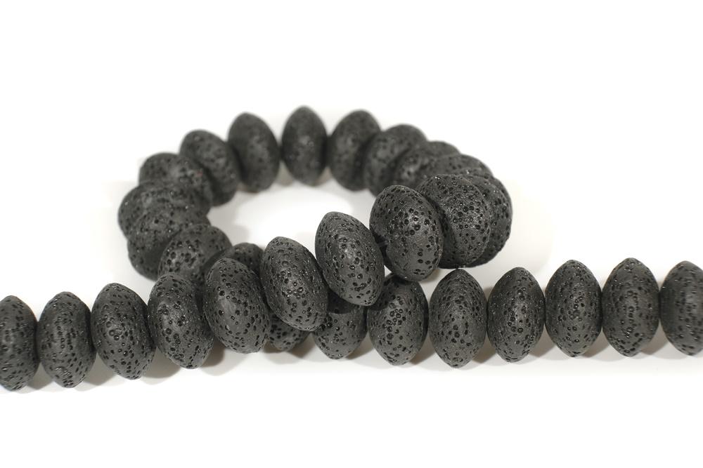 15.5" 10x15mm black Lava Rondelle Gemstone beads