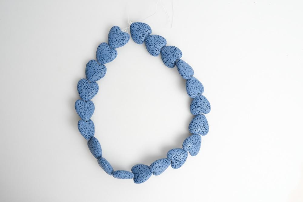 15.5" 20mm/28mm blue Lava Heart Gemstone pendant