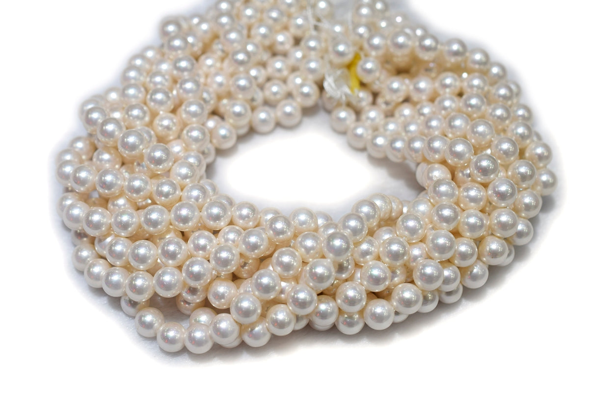 15.5" 8mm/10mm Luster white Shell pearl round beads,shell core pearl,TYP