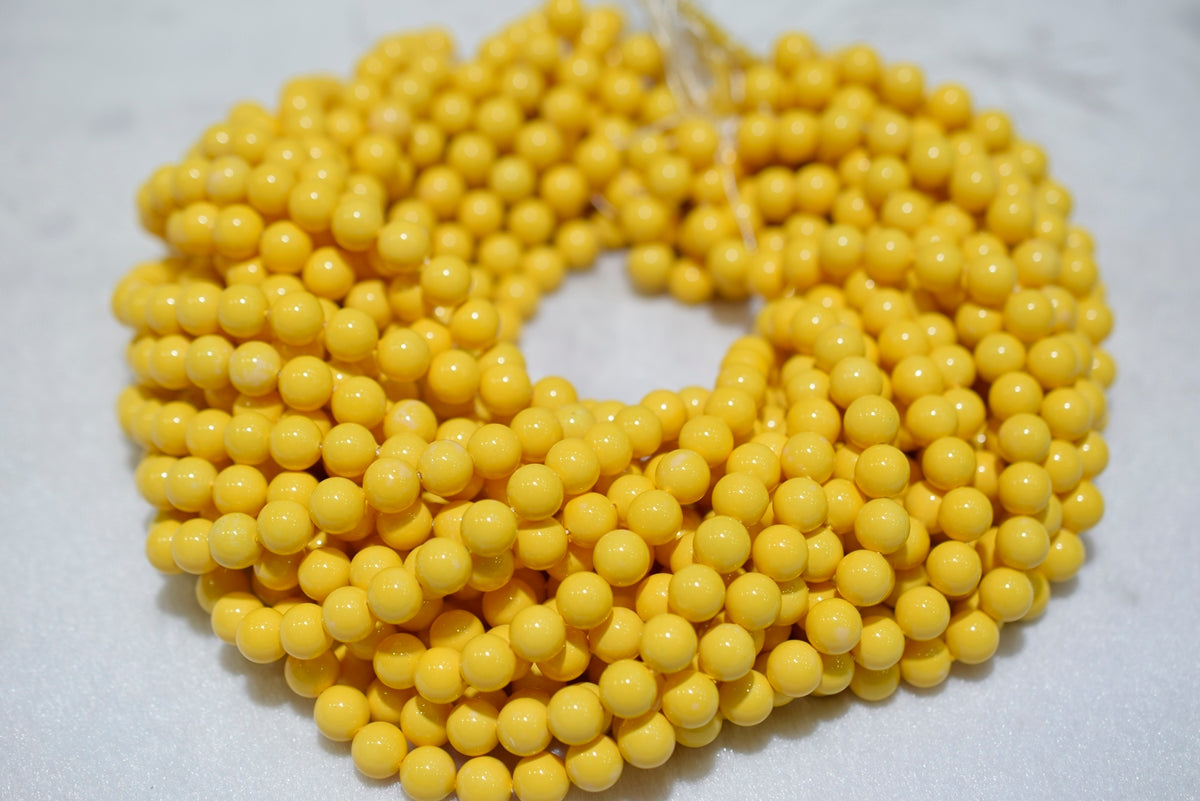15.5" 8mm/10mm Yellow Shell pearl round beads,shell core pearl,TYN