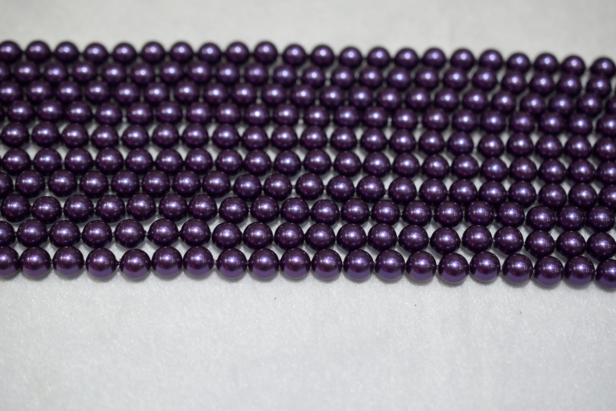 15.5" 8mm/10mm Luster dark purple Shell pearl round beads,shell core pearl,TYM