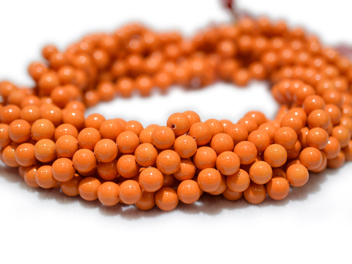 15.5" 8mm/10mm Orange Shell pearl round beads,shell core pearl,TYJ