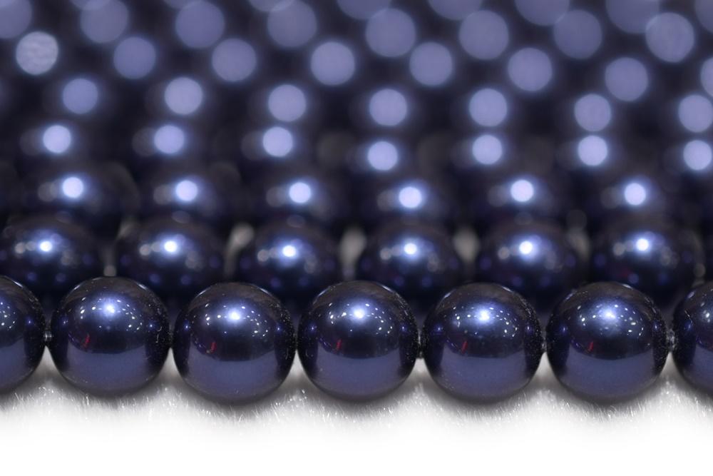 15.5" 8mm/10mm Luster dark blue Shell pearl round beads,shell core pearl,TYF