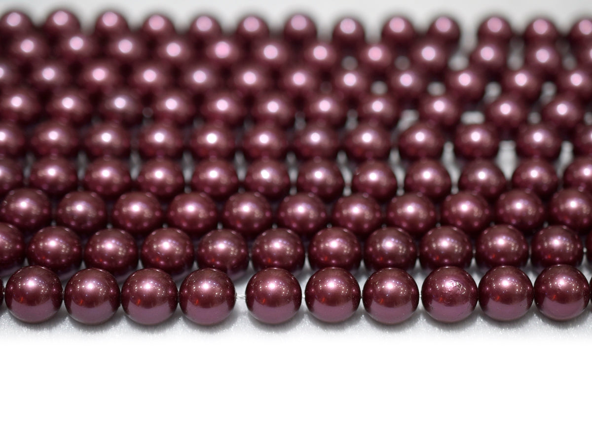 15.5" 8mm/10mm Luster wine red Shell pearl round beads,shell core pearl,TYE