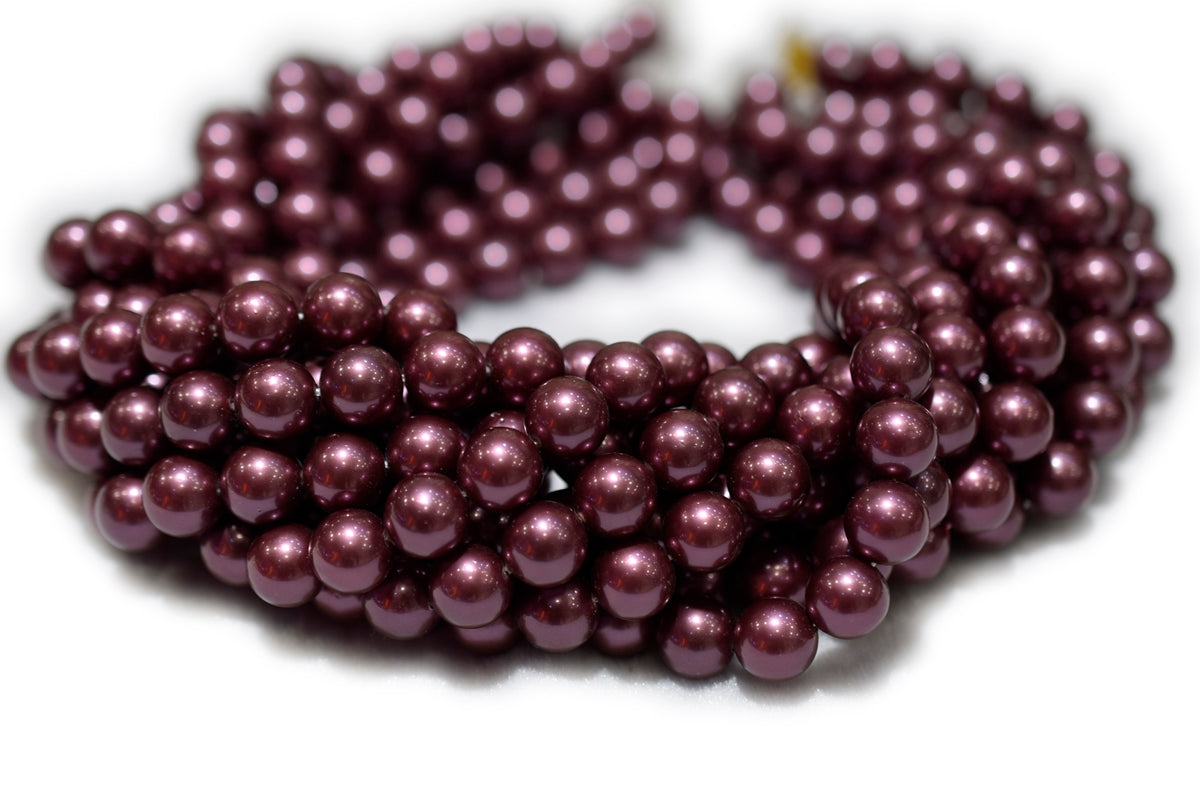 15.5" 8mm/10mm Luster wine red Shell pearl round beads,shell core pearl,TYE