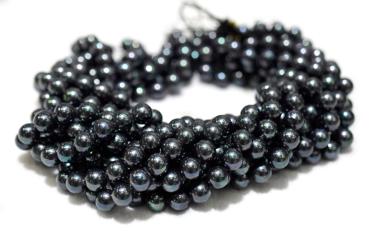 15.5" 8mm/10mm Luster black Shell pearl round beads,shell core pearl,TYD