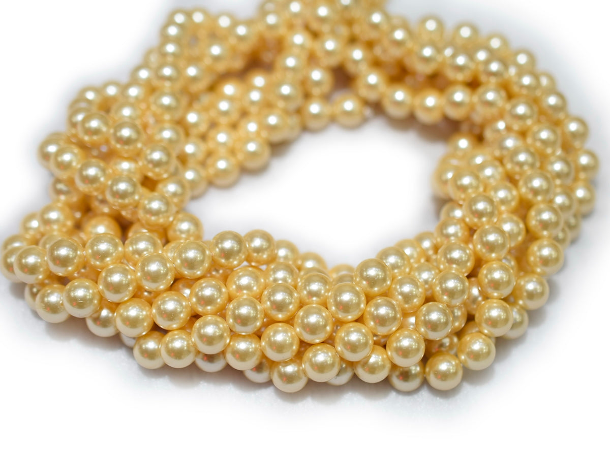 15.5" 8mm/10mm Luster yellow Shell pearl round beads,TYB
