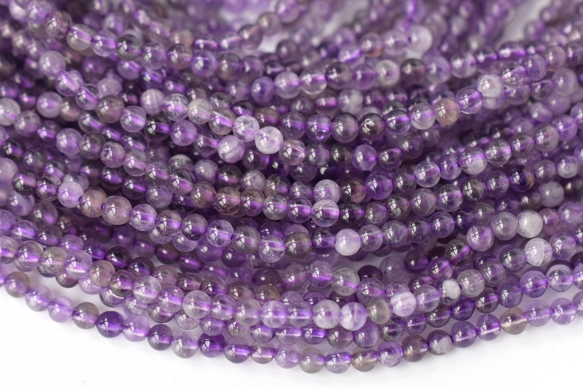 15.5" 2mm Natural amethyst round beads, purple color crystal