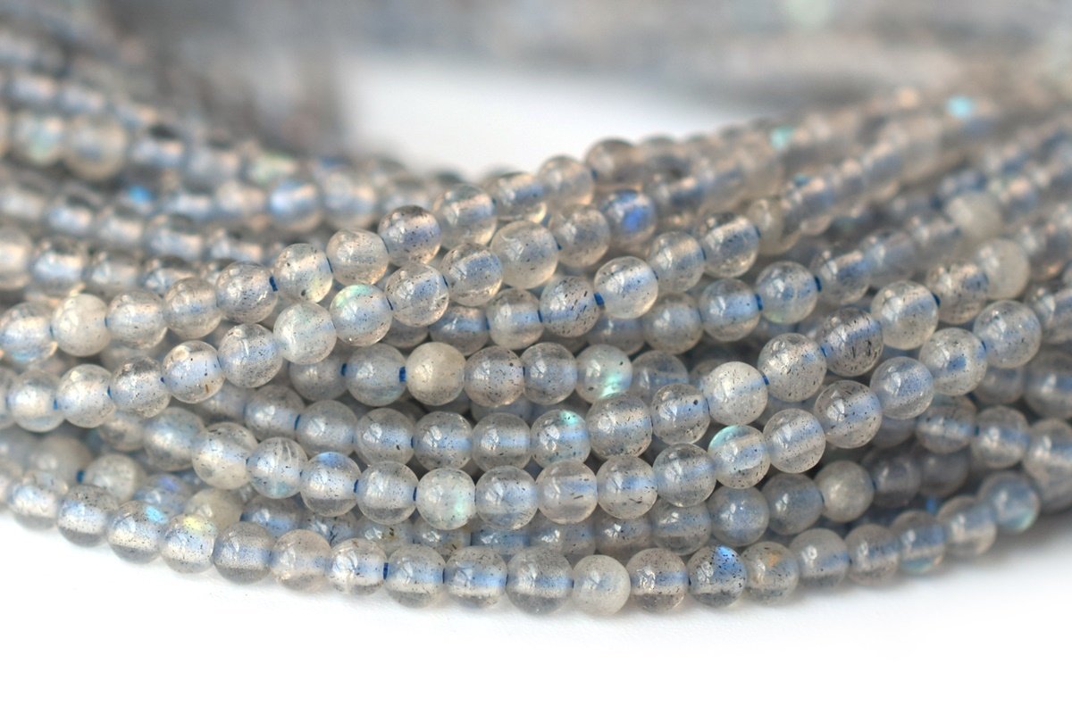 15.5" Labradorite 2mm round beads , 2mm small grey color gemstone