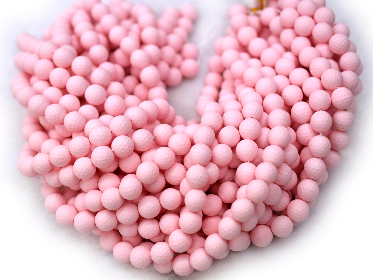15.5" 8mm/10mm Matte Shell pearl round faceted beads light pink color