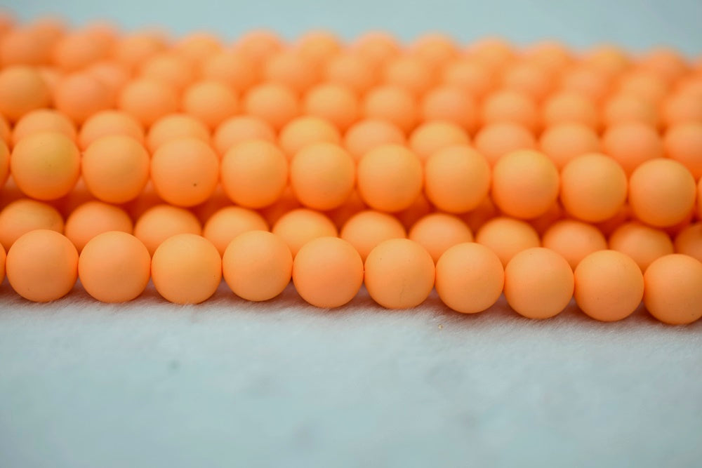15.5" 8mm/10mm Matte Shell pearl round beads orange color