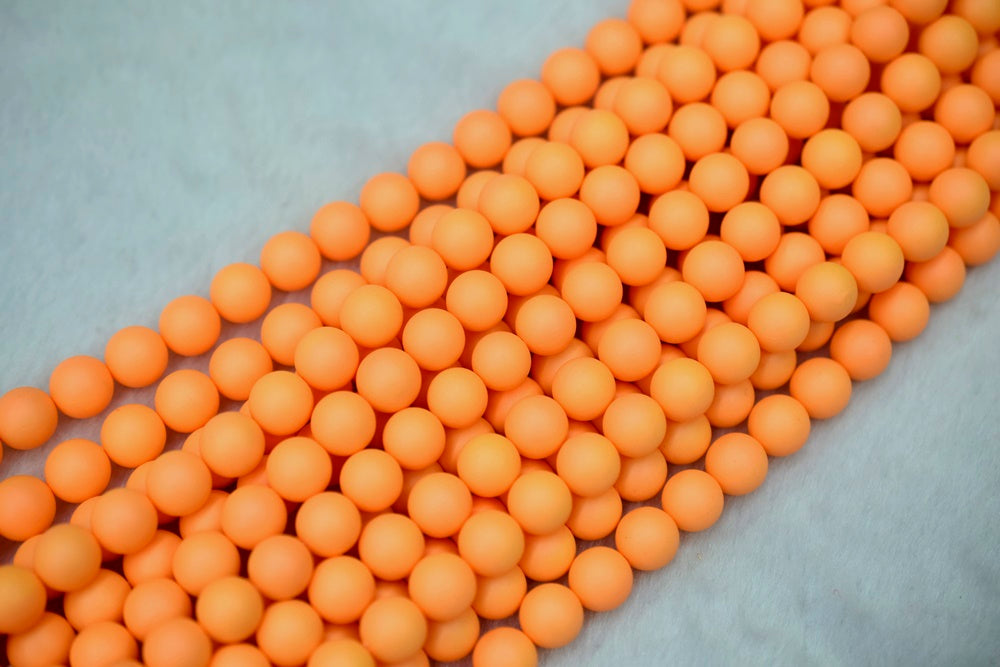 15.5" 8mm/10mm Matte Shell pearl round beads orange color