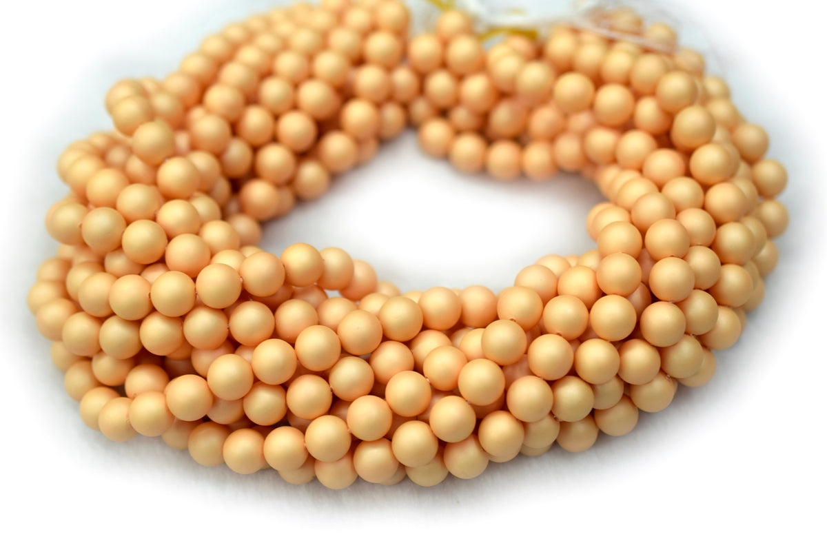 15.5" 8mm/10mm Matte Shell pearl round beads golden color