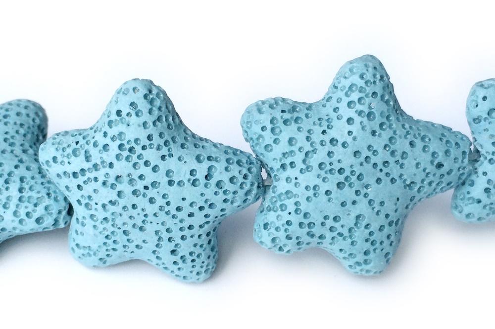 25mm light blue Lava starfish Gemstone pendant