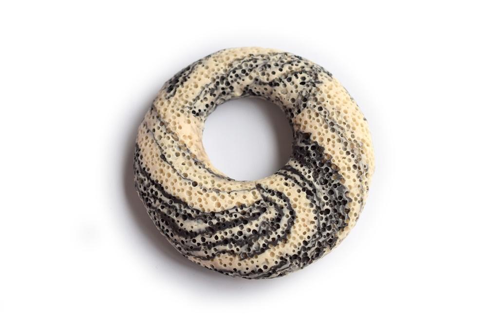 4PCS 50mm beige black Lava Donut Gemstone pendant