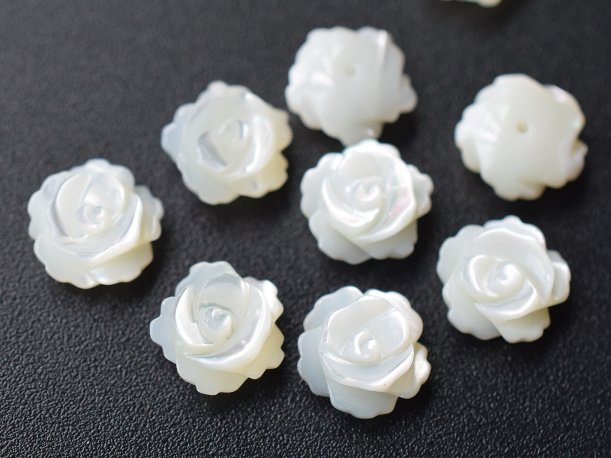 10pcs 10mm Natural white MOP rose flower,mother of pearl