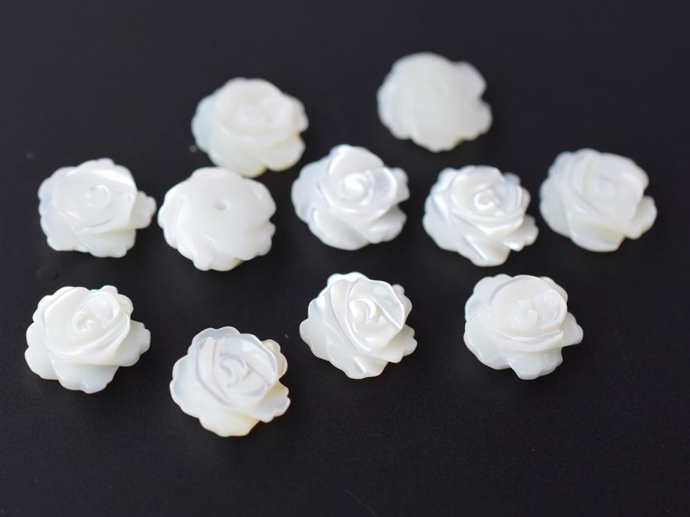 Bulk wholesale 100pcs 10mm Natural white MOP rose flower,mother of pearl