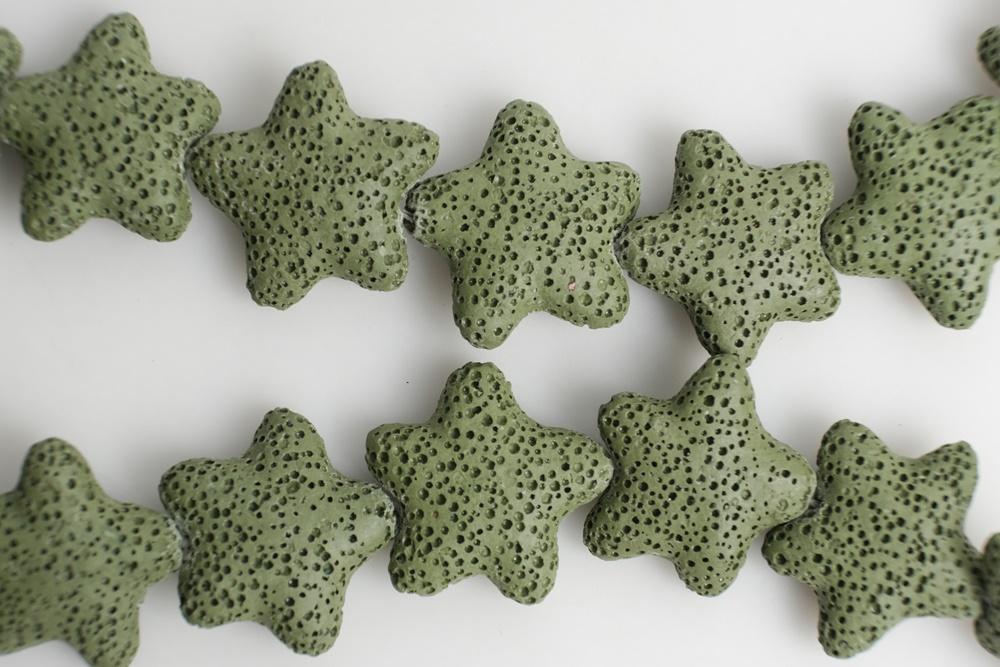 25mm green Lava starfish Gemstone pendant
