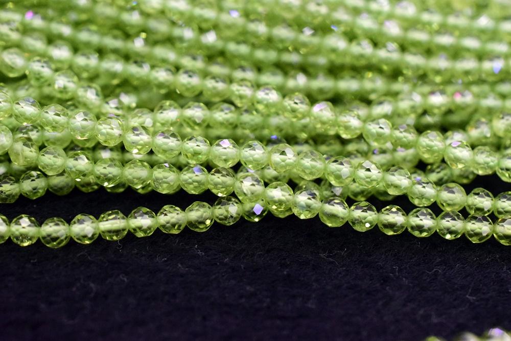 15.5" 3mm Peridot round faceted beads, small yellow green color gemstone beads