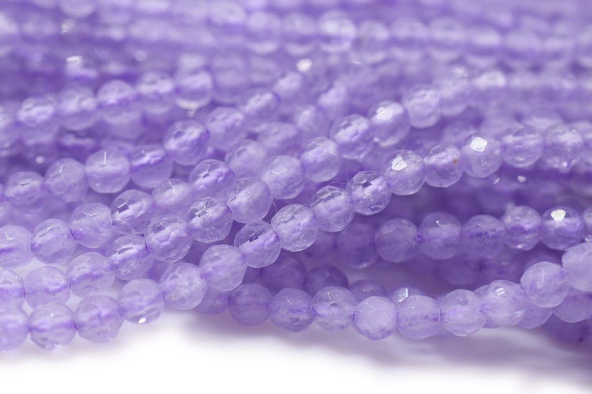 15.5" Natural Milky amethyst 4mm round faceted beads, lavender amethyst
