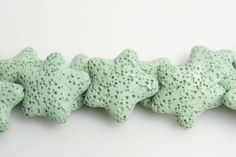 25mm green Lava starfish Gemstone pendant
