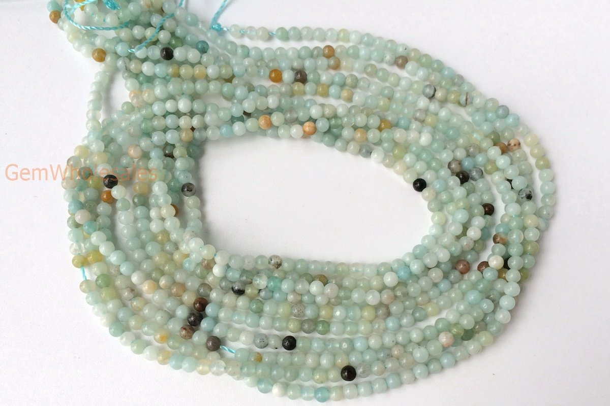 15.5" Natural amazonite 2mm round beads, Green gemstone