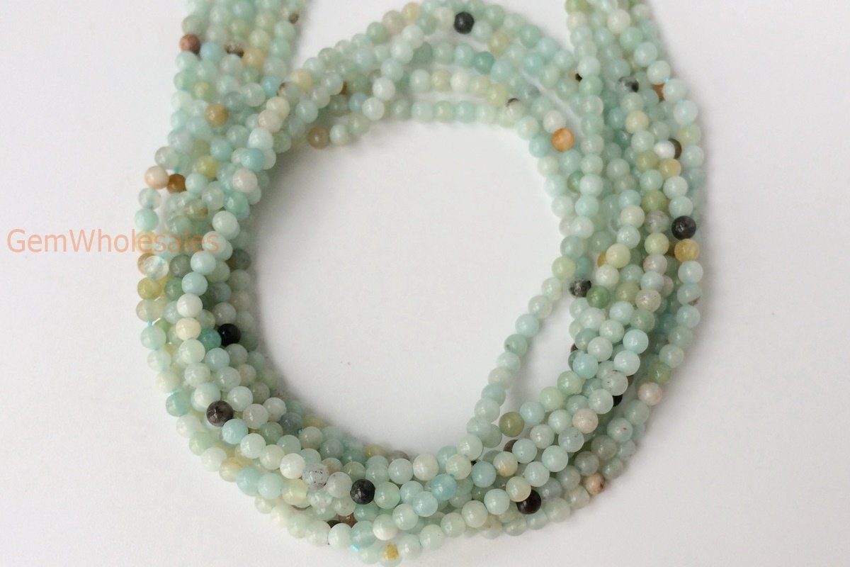 15.5" Natural amazonite 2mm round beads, Green gemstone