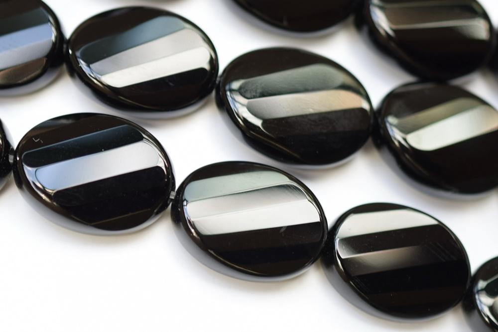 15.5" 15x20mm black onyx/agate sharp cutting oval twisted beads,faceted oval Gemstone