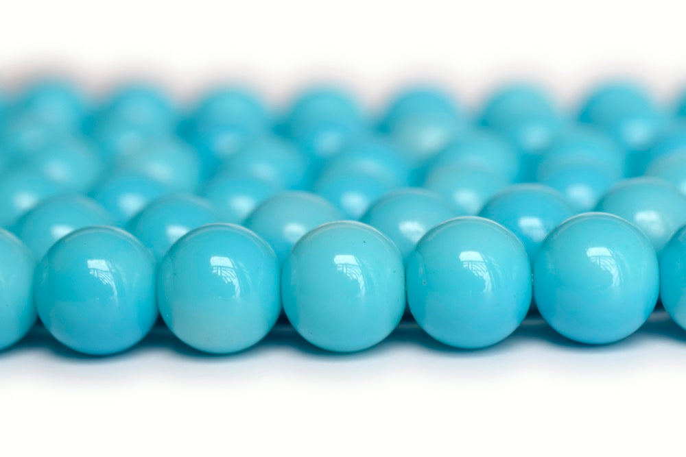 15.5" Glass druk round beads light water blue 6mm/8mm/10mm/12mm