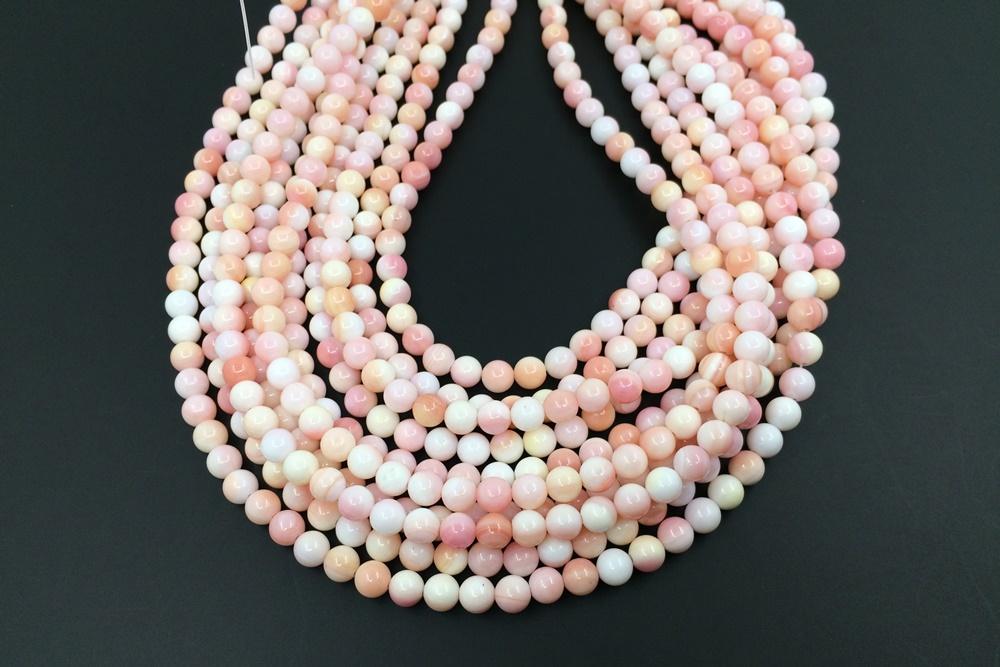 15" 6mm Natural Blush Pink Queen Conch shell round Beads