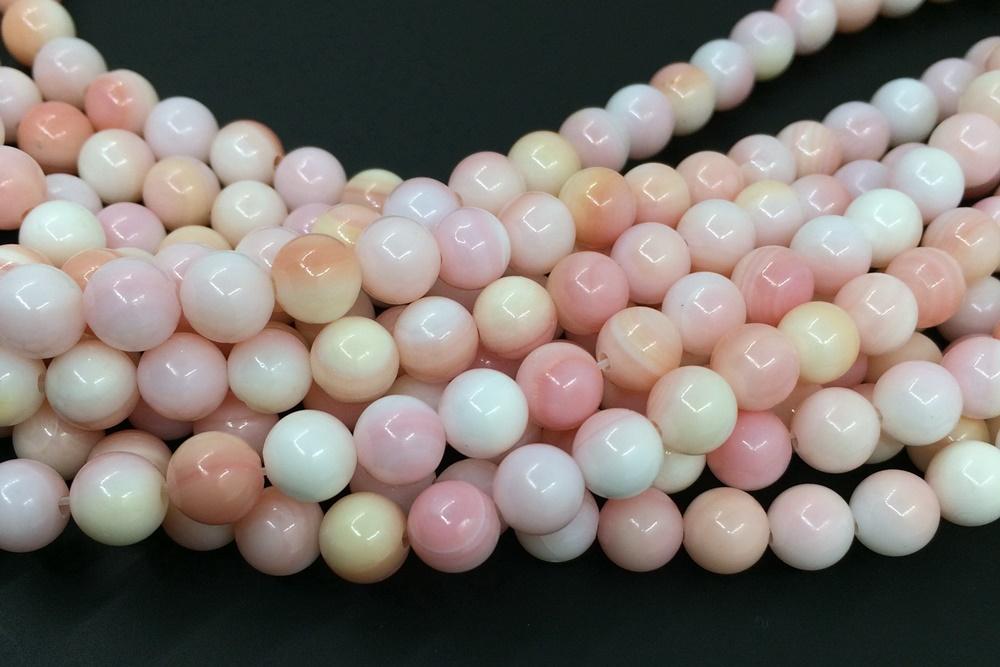 15" 6mm Natural Blush Pink Queen Conch shell round Beads