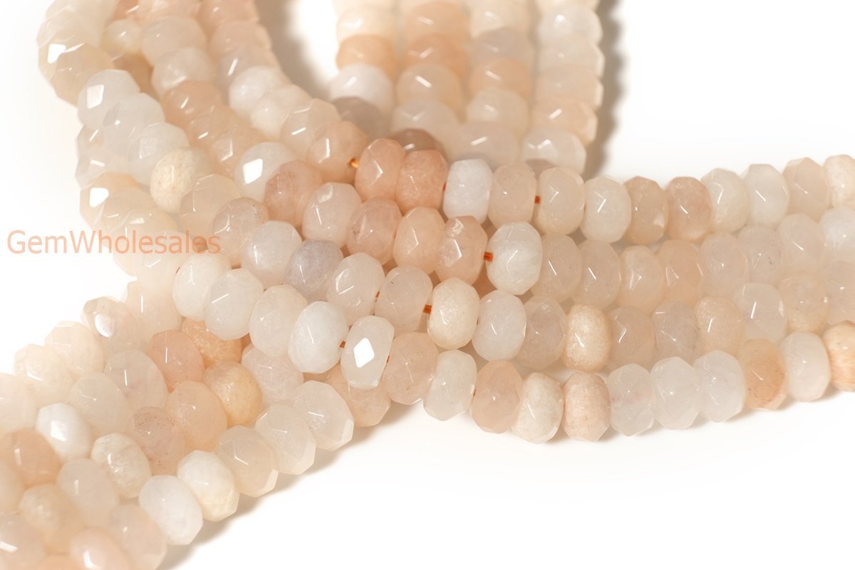 15.5" 8x12mm light pink aventurine roundel faceted beads,light pink gemstone rondelle beads