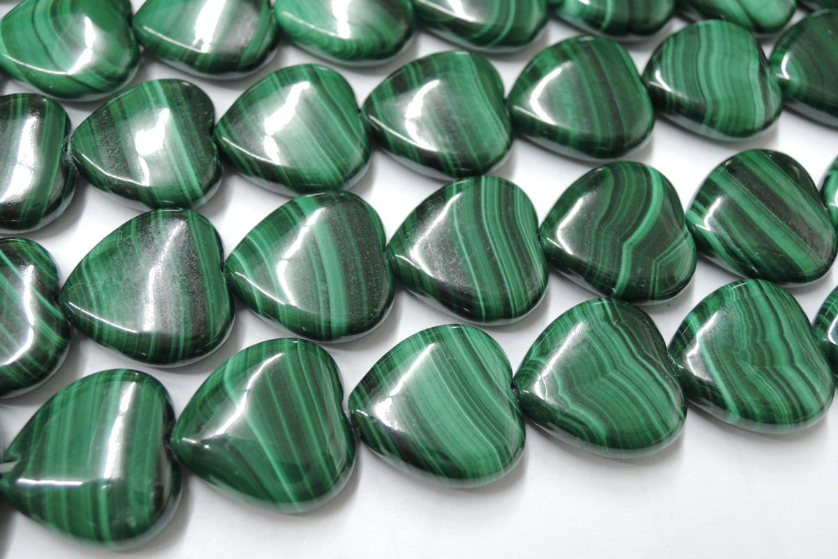 12mm Genuine natural green malachite stone heart beads
