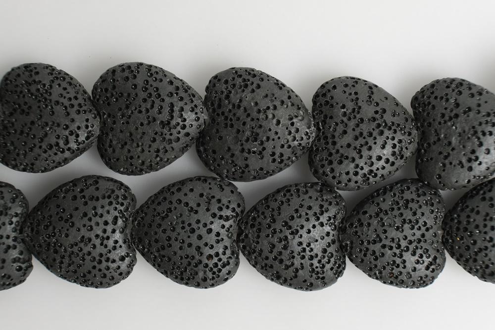 15.5" 20mm/28mm black Lava Heart Gemstone pendant