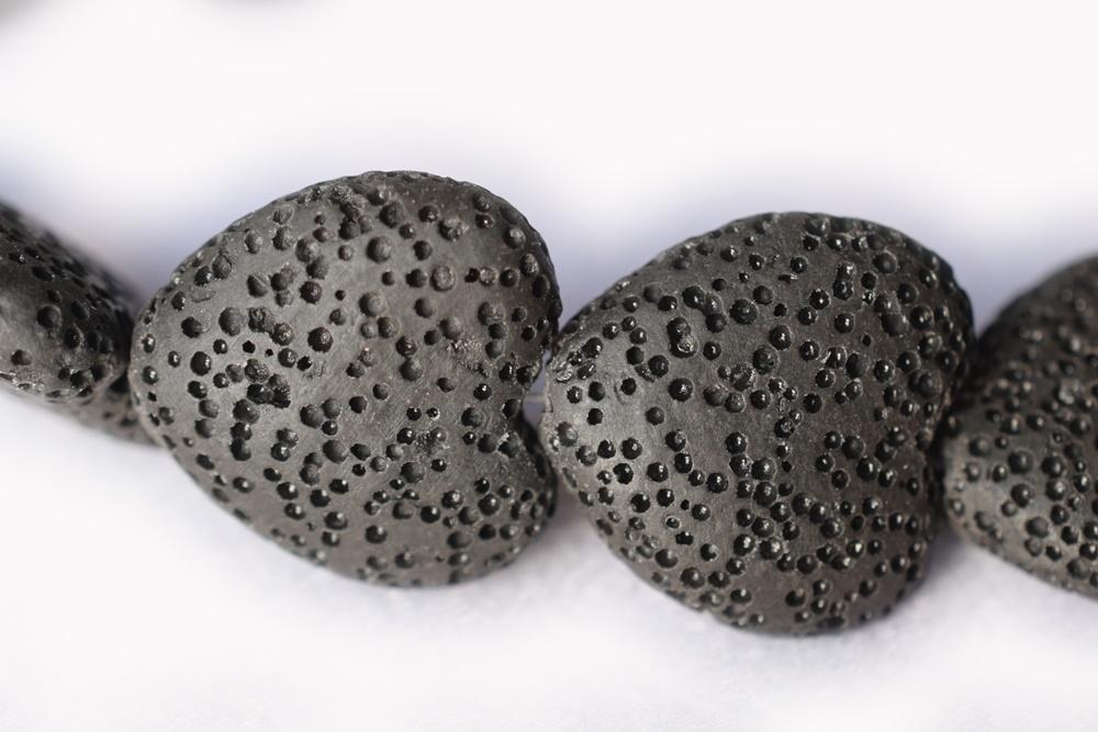 15.5" 20mm/28mm black Lava Heart Gemstone pendant