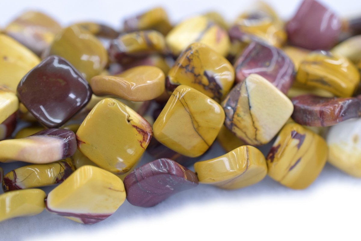 15.5" 16mm Natural Moukaite stone twisted square wave beads, mookaite
