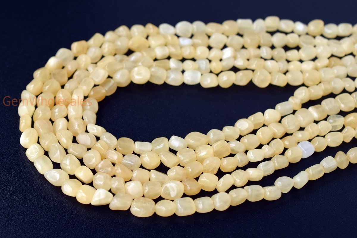 15.5" 5~7mm Natural Yellow jade pebbles beads,potato beads, small nugget beads