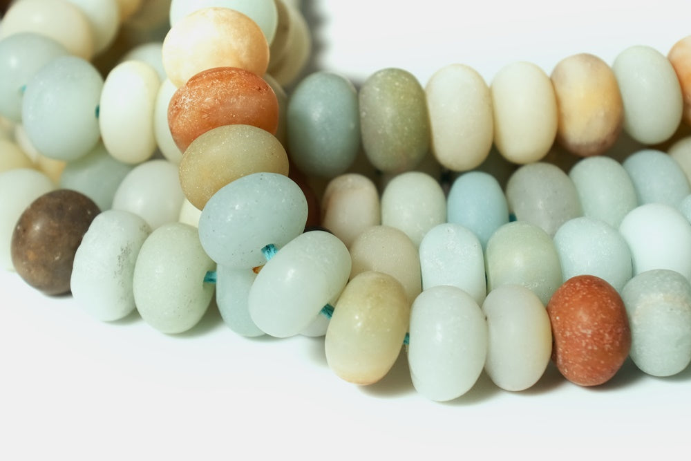 15" Matt finish Natural amazonite 5x8mm rondelle beads,multi color amazonite disc