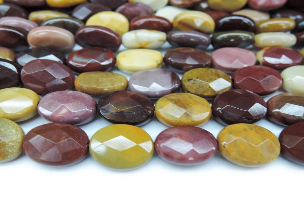 15.5" 8x12mm Natural moukaite oval faceted beads, multi color red yellow color oval faceted beads